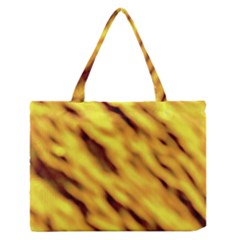 Yellow  Waves Abstract Series No8 Zipper Medium Tote Bag by DimitriosArt