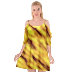 Yellow  Waves Abstract Series No8 Cutout Spaghetti Strap Chiffon Dress by DimitriosArt