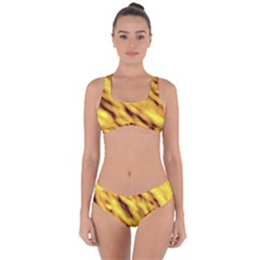 Yellow  Waves Abstract Series No8 Criss Cross Bikini Set by DimitriosArt