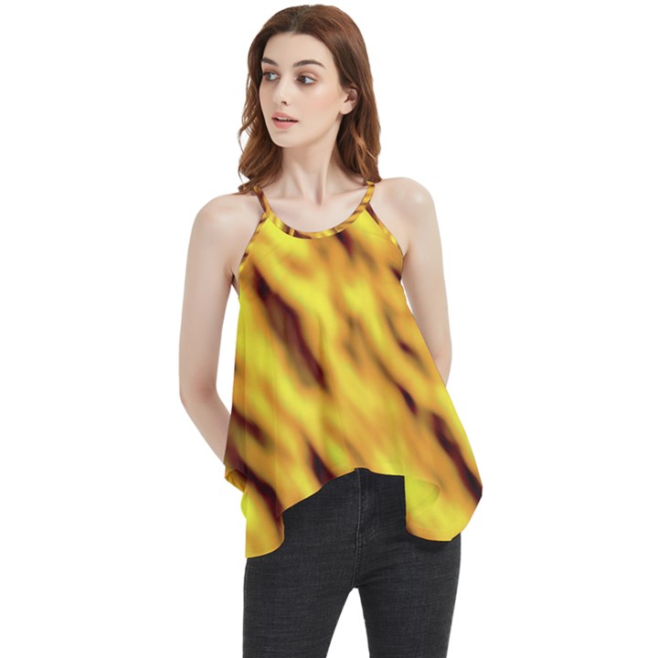 Yellow  Waves Abstract Series No8 Flowy Camisole Tank Top