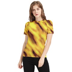 Yellow  Waves Abstract Series No8 Women s Short Sleeve Rash Guard by DimitriosArt