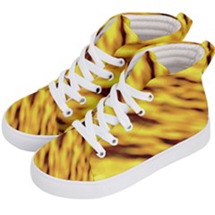 Yellow  Waves Abstract Series No8 Kids  Hi-top Skate Sneakers by DimitriosArt