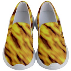 Yellow  Waves Abstract Series No8 Kids Lightweight Slip Ons by DimitriosArt