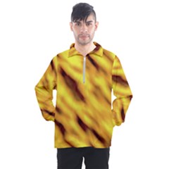 Yellow  Waves Abstract Series No8 Men s Half Zip Pullover by DimitriosArt