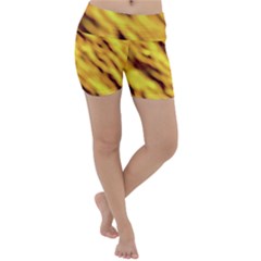 Yellow  Waves Abstract Series No8 Lightweight Velour Yoga Shorts by DimitriosArt