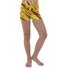 Yellow  Waves Abstract Series No8 Kids  Lightweight Velour Yoga Shorts by DimitriosArt