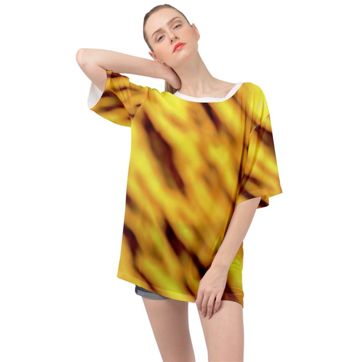 Yellow  Waves Abstract Series No8 Oversized Chiffon Top