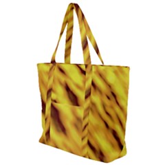 Yellow  Waves Abstract Series No8 Zip Up Canvas Bag by DimitriosArt