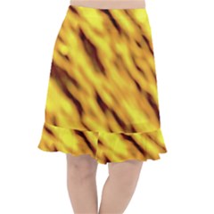 Yellow  Waves Abstract Series No8 Fishtail Chiffon Skirt by DimitriosArt