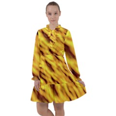 Yellow  Waves Abstract Series No8 All Frills Chiffon Dress by DimitriosArt