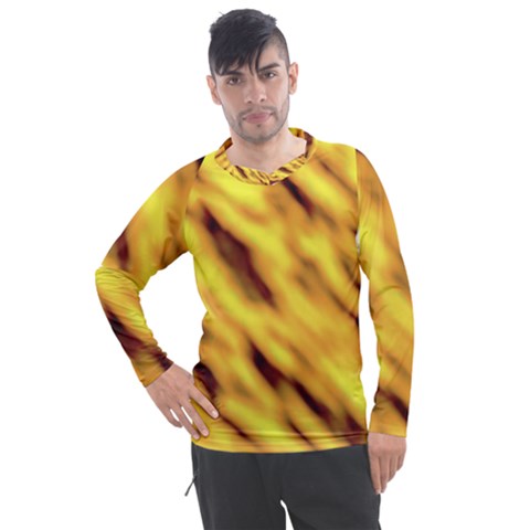 Yellow  Waves Abstract Series No8 Men s Pique Long Sleeve Tee by DimitriosArt