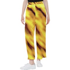 Yellow  Waves Abstract Series No8 Women s Pants  by DimitriosArt