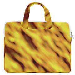 Yellow  Waves Abstract Series No8 Macbook Pro Double Pocket Laptop Bag by DimitriosArt