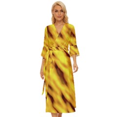 Yellow  Waves Abstract Series No8 Midsummer Wrap Dress