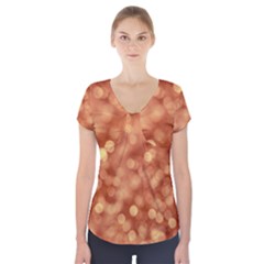 Light Reflections Abstract No7 Peach Short Sleeve Front Detail Top by DimitriosArt