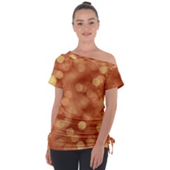 Light Reflections Abstract No7 Peach Off Shoulder Tie-up Tee