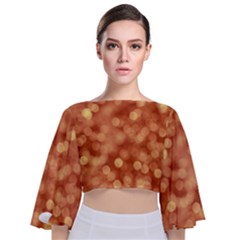 Light Reflections Abstract No7 Peach Tie Back Butterfly Sleeve Chiffon Top