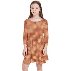 Light Reflections Abstract No7 Peach Kids  Quarter Sleeve Skater Dress by DimitriosArt