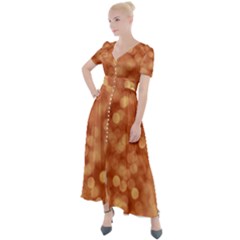 Light Reflections Abstract No7 Peach Button Up Short Sleeve Maxi Dress by DimitriosArt