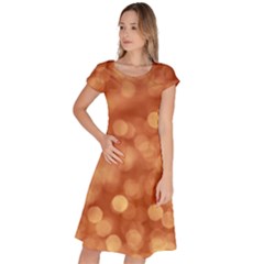 Light Reflections Abstract No7 Peach Classic Short Sleeve Dress by DimitriosArt