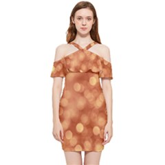 Light Reflections Abstract No7 Peach Shoulder Frill Bodycon Summer Dress by DimitriosArt