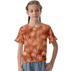 Light Reflections Abstract No7 Peach Kids  Cuff Sleeve Scrunch Bottom Tee