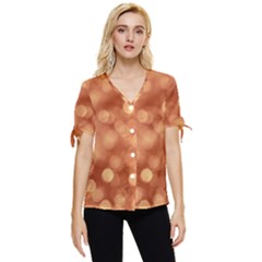 Light Reflections Abstract No7 Peach Bow Sleeve Button Up Top