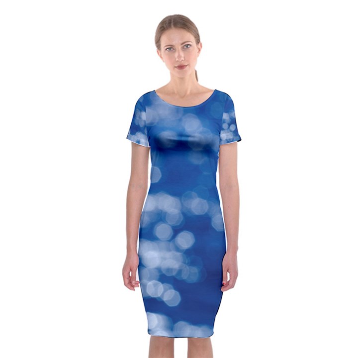 Light Reflections Abstract No2 Classic Short Sleeve Midi Dress