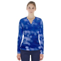 Light Reflections Abstract No2 V-neck Long Sleeve Top by DimitriosArt