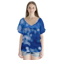 Light Reflections Abstract No2 V-neck Flutter Sleeve Top by DimitriosArt