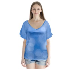 Light Reflections Abstract V-neck Flutter Sleeve Top by DimitriosArt