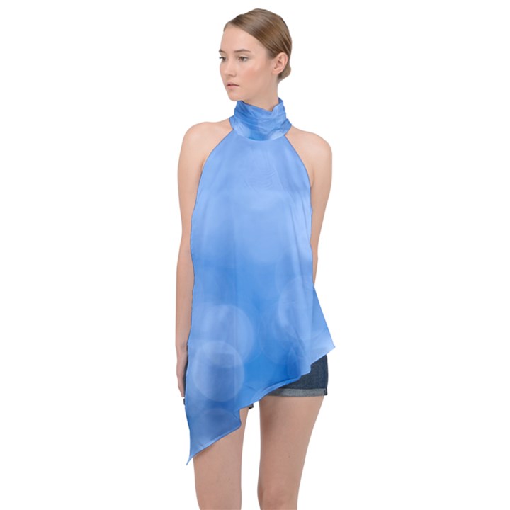 Light Reflections Abstract Halter Asymmetric Satin Top