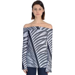 Cycas Leaf The Shadows Off Shoulder Long Sleeve Top by DimitriosArt