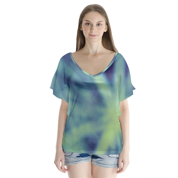 Cold Stars V-Neck Flutter Sleeve Top