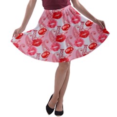 Rose Lips A-line Skater Skirt by Sparkle