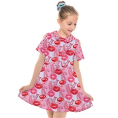 Rose Lips Kids  Short Sleeve Shirt Dress by Sparkle