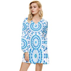 Digital Sky Tiered Long Sleeve Mini Dress