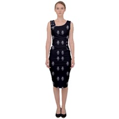 Black And White Sketchy Man Portrait Pattern Sleeveless Pencil Dress by dflcprintsclothing