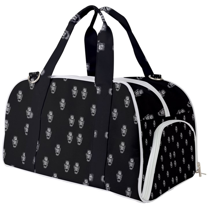 Black And White Sketchy Man Portrait Pattern Burner Gym Duffel Bag