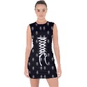 Black And White Sketchy Man Portrait Pattern Lace Up Front Bodycon Dress View1