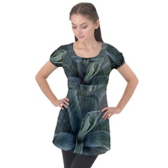 The Agave Heart Under The Light Puff Sleeve Tunic Top by DimitriosArt