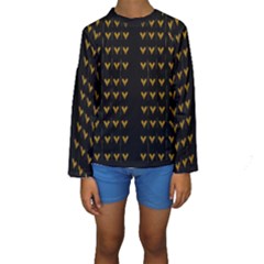 Golden Hearts On Black Freedom Kids  Long Sleeve Swimwear