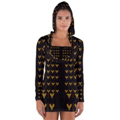 Golden Hearts On Black Freedom Long Sleeve Hooded T-shirt