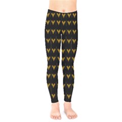 Golden Hearts On Black Freedom Kids  Leggings