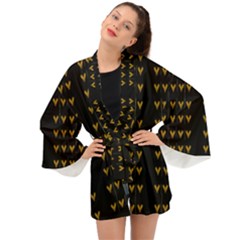 Golden Hearts On Black Freedom Long Sleeve Kimono by pepitasart