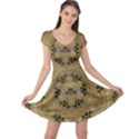 Wood Art With Beautiful Flowers And Leaves Mandala Cap Sleeve Dress View1