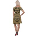 Wood Art With Beautiful Flowers And Leaves Mandala Cap Sleeve Velour Dress  View2