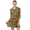 Wood Art With Beautiful Flowers And Leaves Mandala Mini Skater Shirt Dress View1