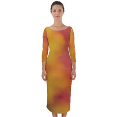 Flower Abstract Quarter Sleeve Midi Bodycon Dress by DimitriosArt