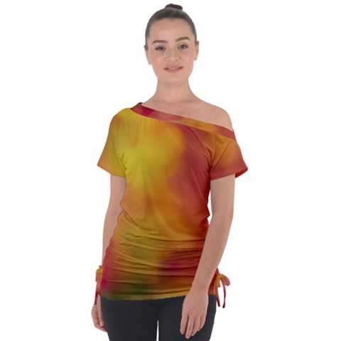 Flower Abstract Off Shoulder Tie-up Tee by DimitriosArt